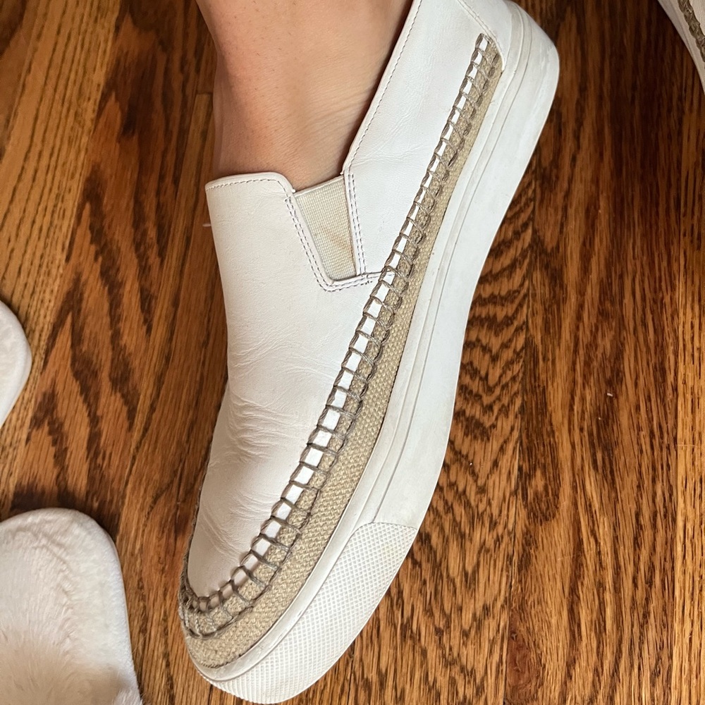 Vince white slip ons